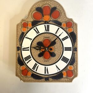 Dugena Vintage MCM West Germany Kitsch Ceramic Wall Art Clock Retro